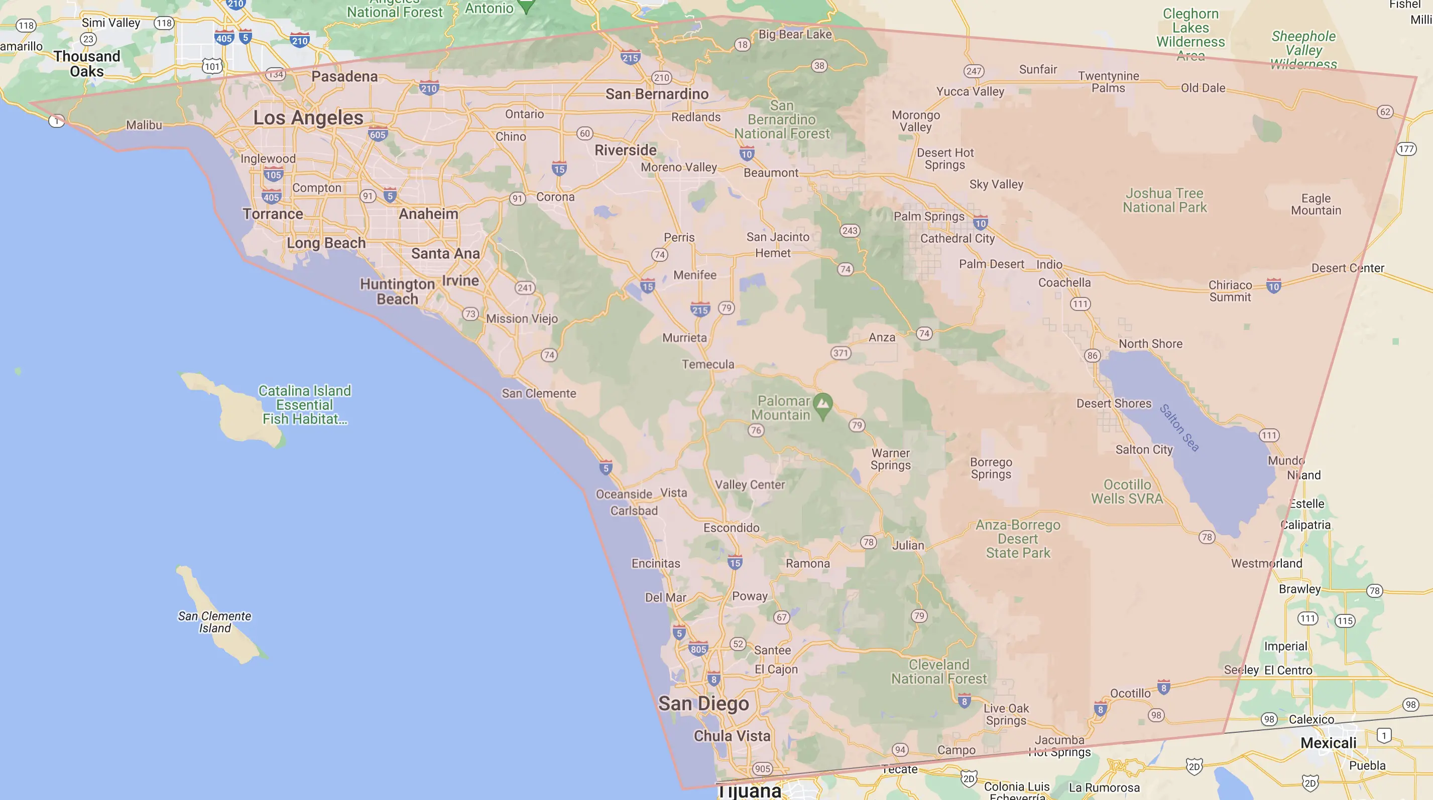 VIP Rentals Southern California service area